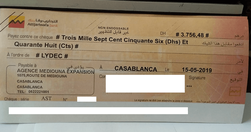 impression chéques et effets maroc